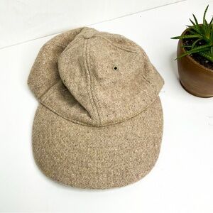 Vintage J.CREW Wool Cap Tan | 90s Preppy Made in USA